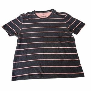 Heavy Tools Men’s Striped T-Shirt – Black & Pink (Size M)